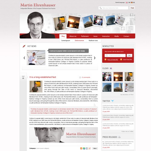 Wordpress Theme for MEP Martin Ehrenhauser Design por Stefan C. Asafti