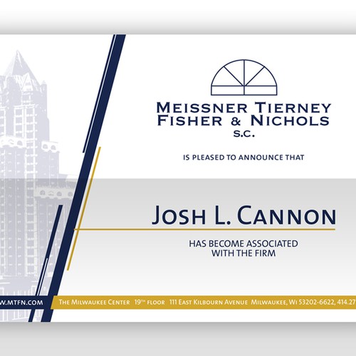 Law Firm New Associate Announcement Mailer Design by fodc
