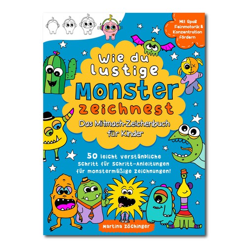 Design a cheerful cover for a monster drawing book for children Design by ALINAsINK