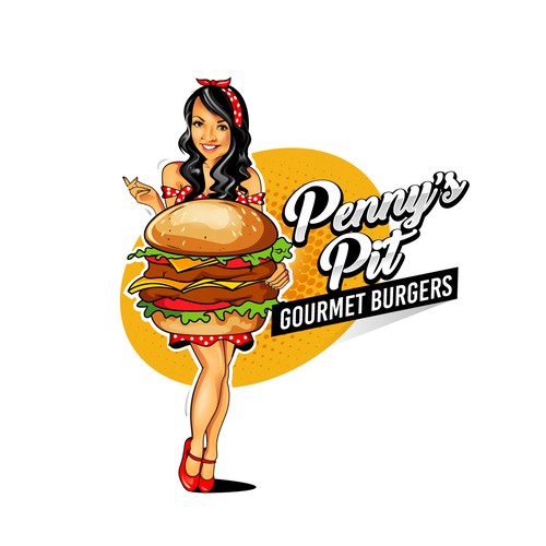 "Retro burger restaurant needs colorful and eye catching logo" winning Poster