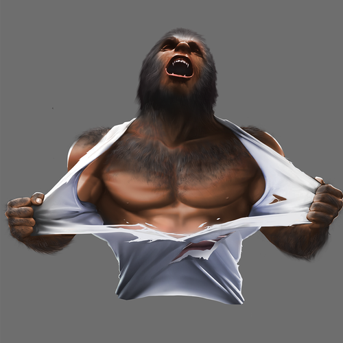 Werewolf design for a bodybuilding brand. Design by Cyntrix