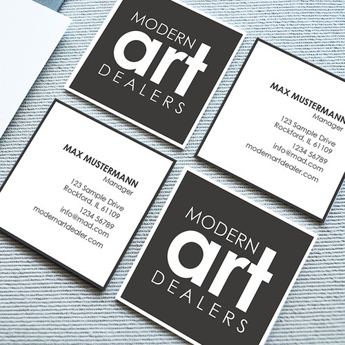 Create a MODERN logo and business card for a fine art gallery specializing in modern art Design by Frau Ma
