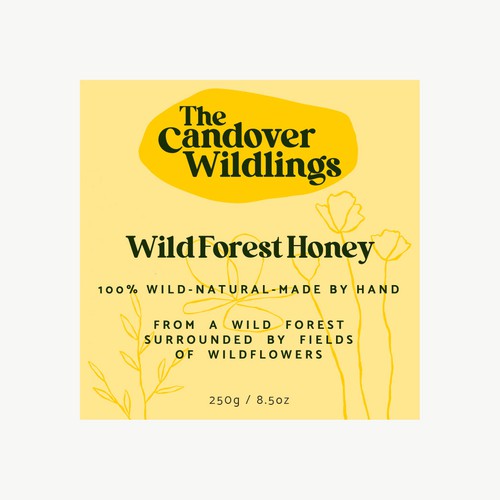 The Bees Need You! Wild Forest Honey Label Design. Design by dizajntin