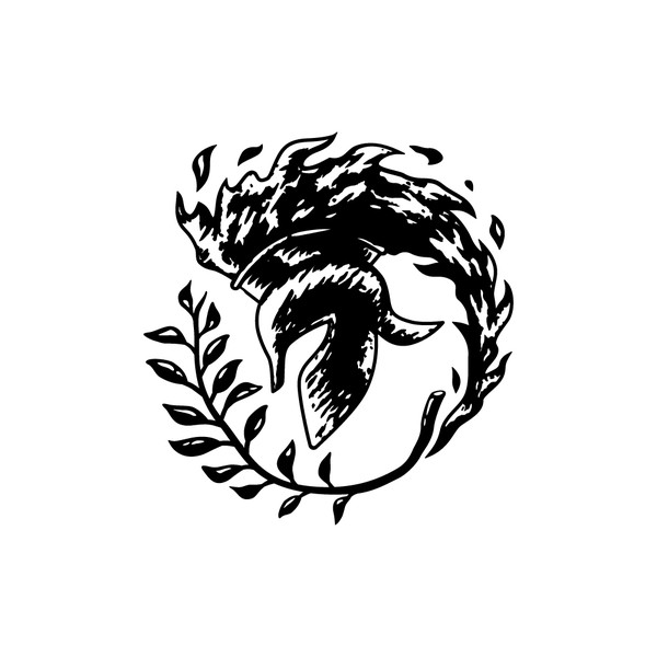 Flaming Spartan Helmet Logo - Ready for Sale