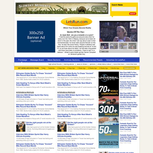 LetsRun.com Homepage Re-Design/Cleanup Diseño de MKELS™