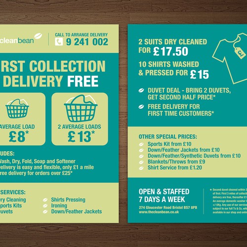 Flyer Design For Our New Laundry Delivery Service To Promote Our