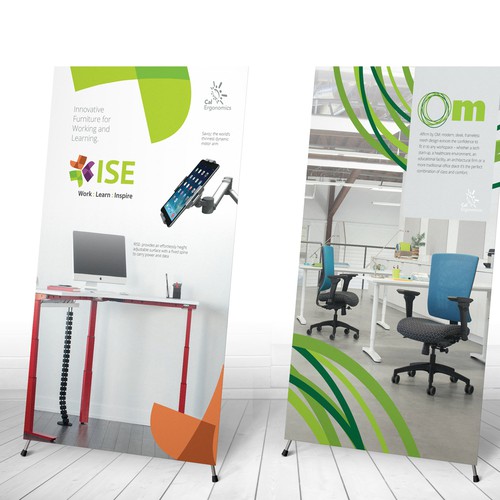 Pair of retractable banners for ergonomic products Design by Applefresh