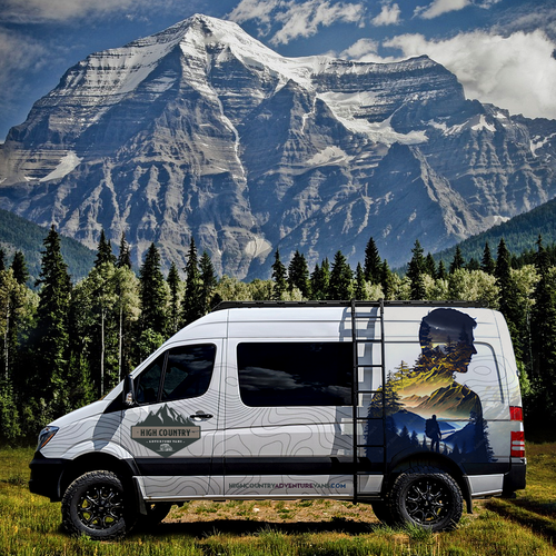 Nature inspired Sprinter Van Wrap design for High Country Adventure Vans Design by ⭐Voicu™