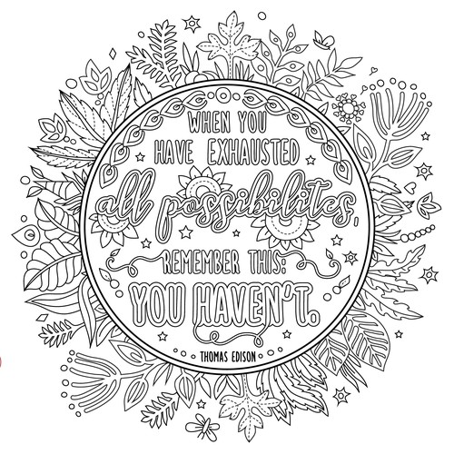 Create 8x8" Hand Lettered Coloring Poster Page デザイン by agnes design