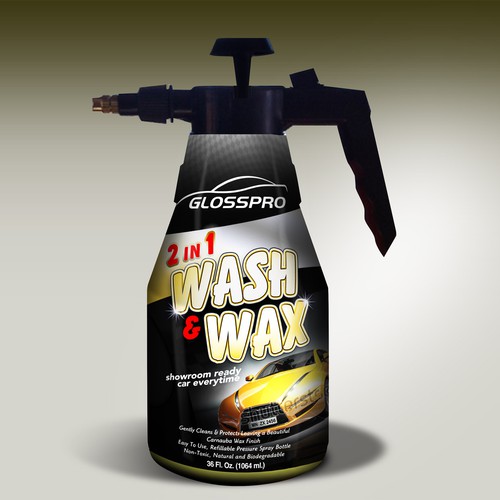 Glosspro "2 in 1 Car Wash and Wax" (Waterless Carwash)  Label Design by Aysel