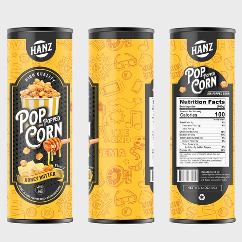 Premium Quality Popped Pop Corn Packaging Design by Davi Giolo ★