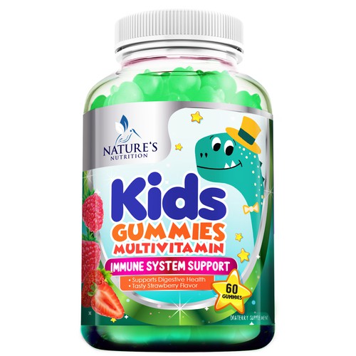 Tasty Kids Multivitamin Gummies Product Label for Nature's Nutrition Design by agooshe