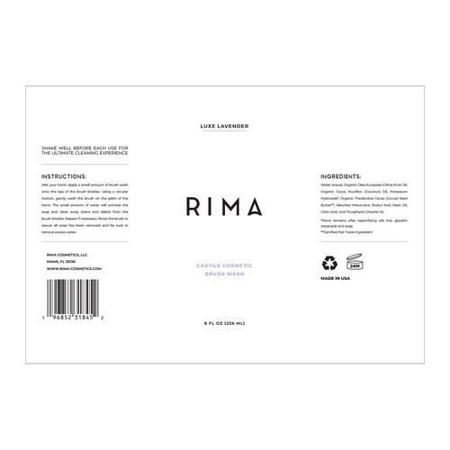 Minimalist Label for a luxury brand of cosmetic brush washes Design by PCab Designs