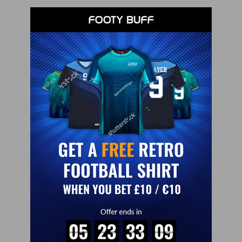 Design a compelling limited time offer landing page for football fans Design by Vecede