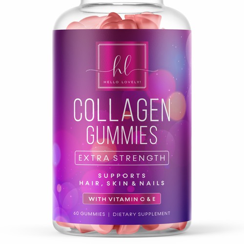 Hello Lovely needs a Collagen Gummies product label Design by GenScythe