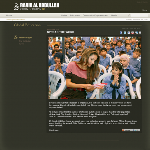 Design di Queen Rania's official website – Queen of Jordan di HyPursuit