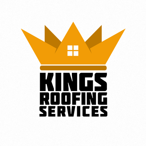 create a logo fit for a king. Kings Roofing Services black orange and