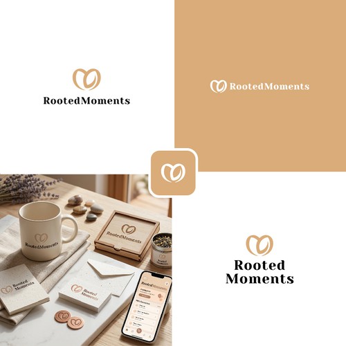 "Mobile App Icon and Logo for RootedMoments, a Daily Couples Connection and Relationship Wellness App" winning Logo & brand guide