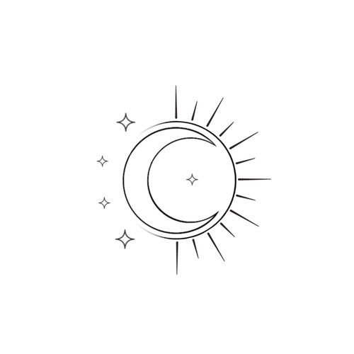 Sentimental Sun, Moon & Stars Tattoo Design von IradaGami