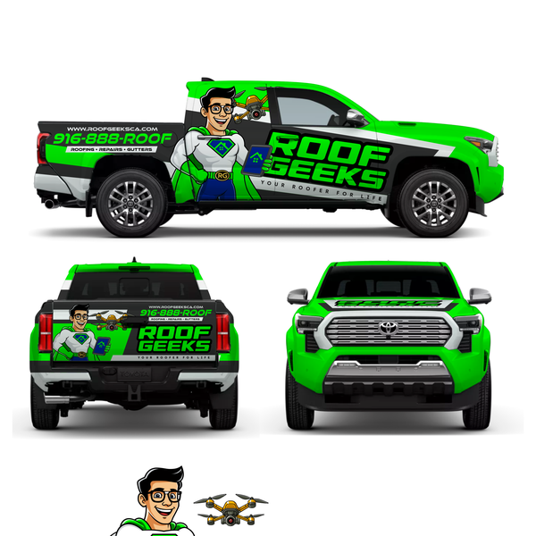 Roof Geek Truck Wrap Design
