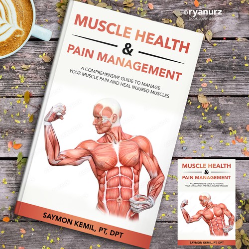 Book cover with a drawing images of the human anatomy combining muscles and bone structure. Design by ryanurz