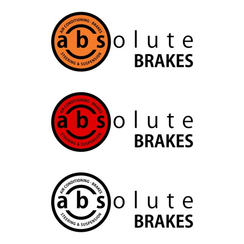 Absolute Brakes - Auto repair shop logo focused on repairing brakes Design by Canoz