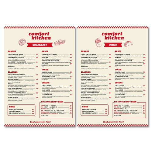 Design a cool new menu for a breakfast & lunch spot in Upstate NY Design by Lopezmadesign