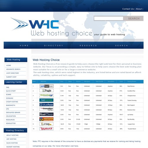 Redesign WebHostingChoice.com Design by sujain