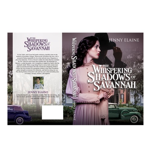 Create a stunning book cover with a 1940s lady, an air of mystery, and images of Savannah, Georgia Design by TRIWIDYATMAKA