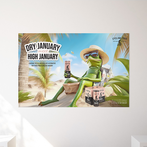 Create a 'Dry January meets High January' poster.  Have Fun, Be Creative, Open to all suggestions. Design by karundesigns