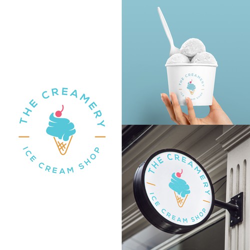 Modern ice cream shop logo Design by alediba