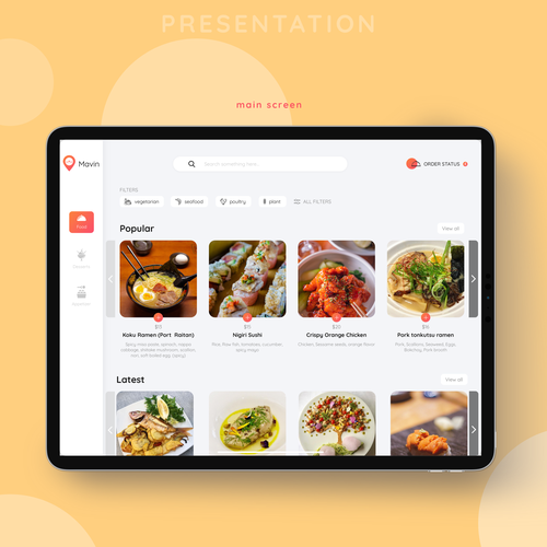 DIGITAL MENU FOR RESTAURANTS (IPAD FORMAT FOR RESTAURANT PATRONS) Design by Evelyn Somina