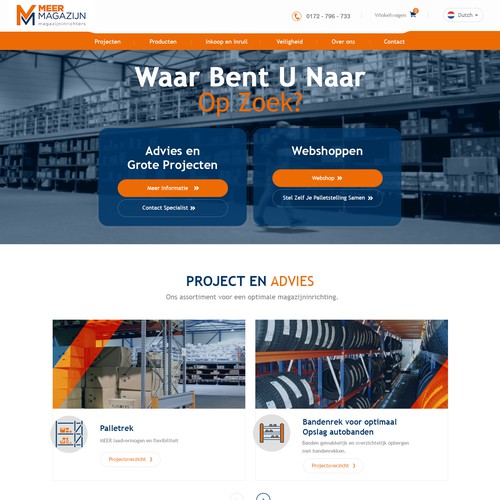 Design Creative website templates for a leading pallet racks company_ Meermagazijn di Adventix