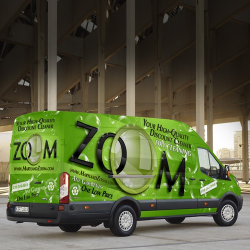 Zoom Dry Cleaning van wrap for eco-friendly one-price cleaner Design by J.Chaushev
