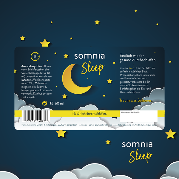 Design by renvert titled "somnia sleep bottle label"