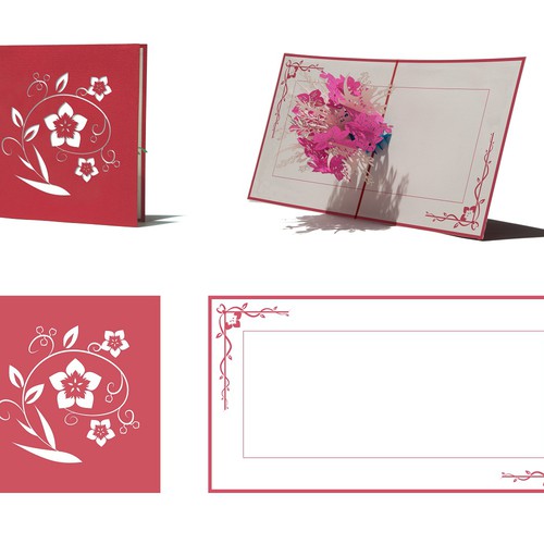 Create floral cover art for a beautiful paper floral pop-up greeting card Design by 3dami