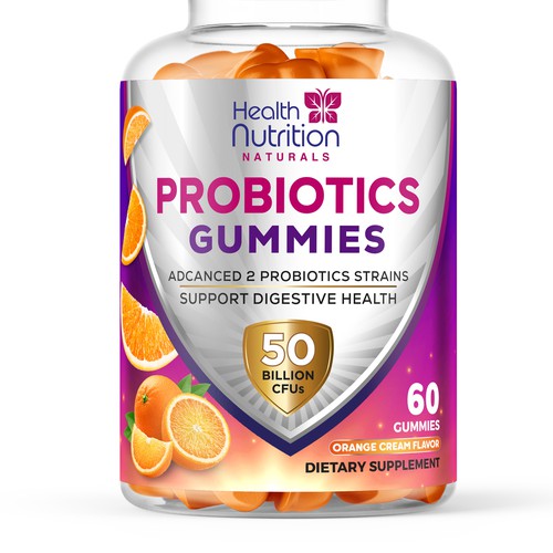 Healthy Probiotic Gummies Label needed for Health Nutrition Design by JOHN's_AlphaCreation
