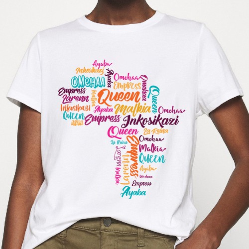 African Diaspora "QUEEN" Dialect T-Shirt Design Design by aSveta