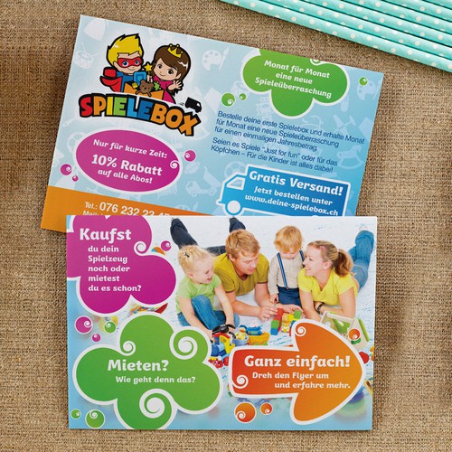 Kreativer Flyer für Kinder und Eltern -> Spieleabo Design von Indeskey