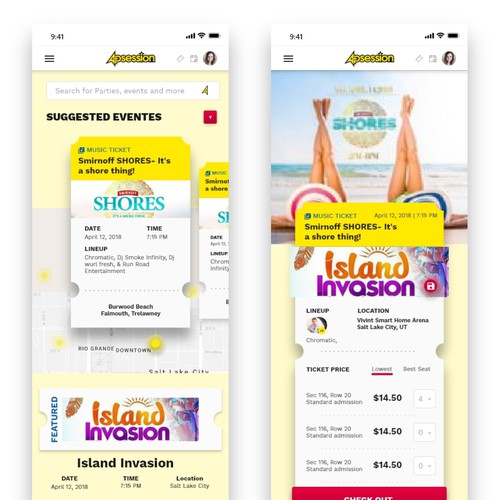 Design UI for awesome event ticketing app! Design by jaysonc