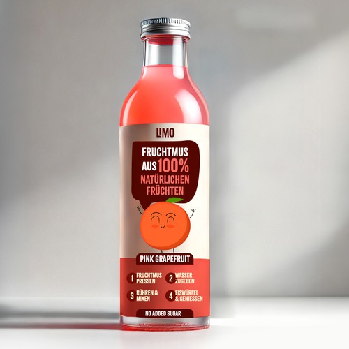 Label für neue Produktlinie: Limo aus Fruchtmus