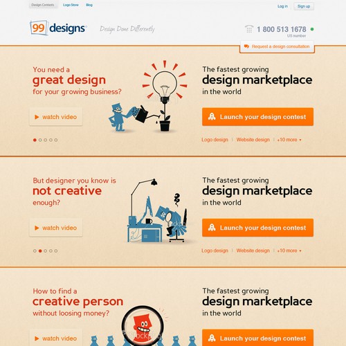 99designs Homepage Redesign Contest Design réalisé par pavot