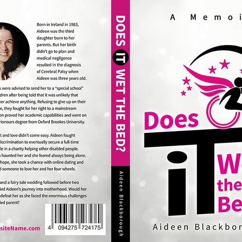 Exciting book cover for autobiography about disability Design by Nellista