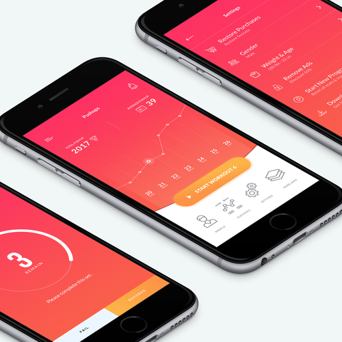 Create a simple, beautiful UI for a Push-Up fitness app デザイン by Nashrulmalik