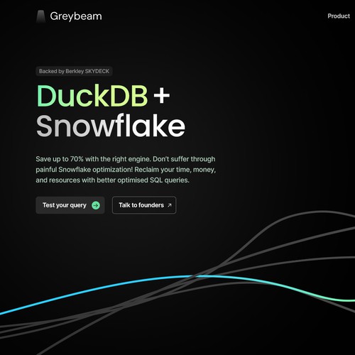 Landing page for data infrastructure startup Design by Wileyo