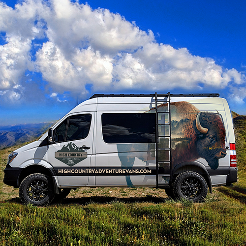 Nature inspired Sprinter Van Wrap design for High Country Adventure Vans Design by ⭐Voicu™