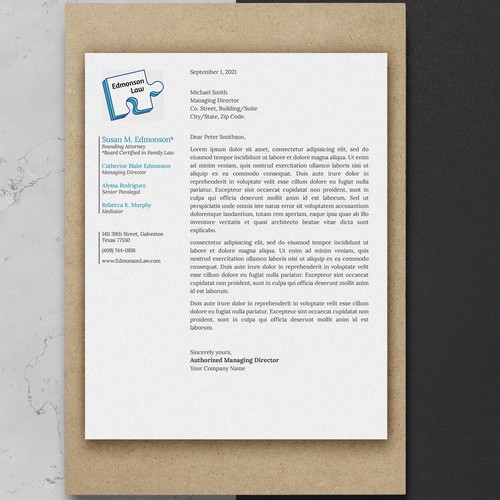 Striking New Modern Letterhead Needed for Law Firm Revival Design by Sawama