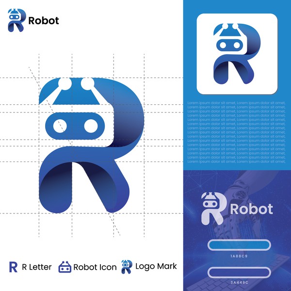 R Letter Robot Logo