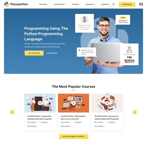 Educational and mentoring platform about the Python programming language-ontwerp door Steve Sen ⚡️⚡️