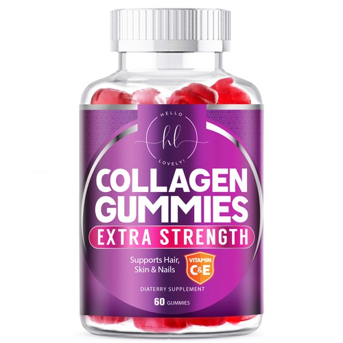 Hello Lovely needs a Collagen Gummies product label Design by agooshe